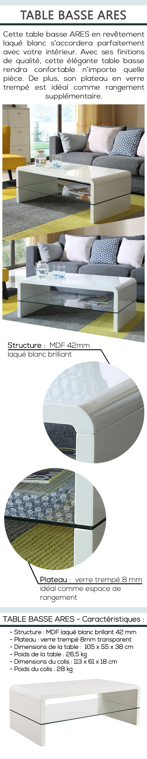 Usine22-Plateform3Table basse Design 3bd-2429  et  105 x 55 cm - laque