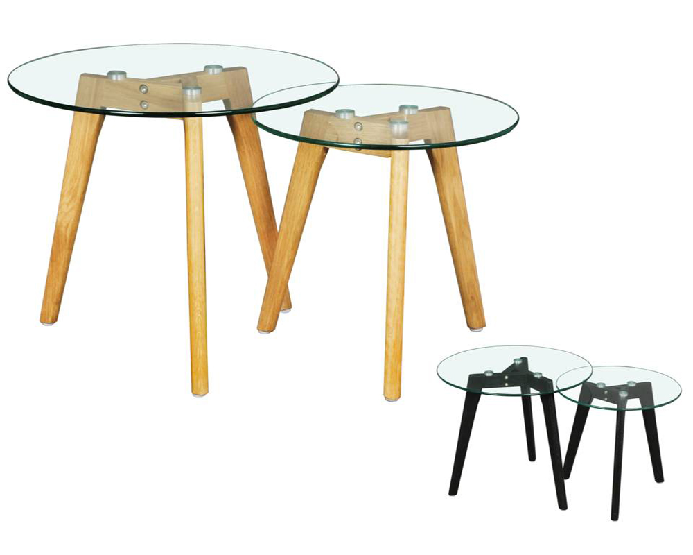 Usine22-Plateform3Table basse Scandinaves 3bd-6667  et  set table gigogne diam 40+30 cm- chene naturel