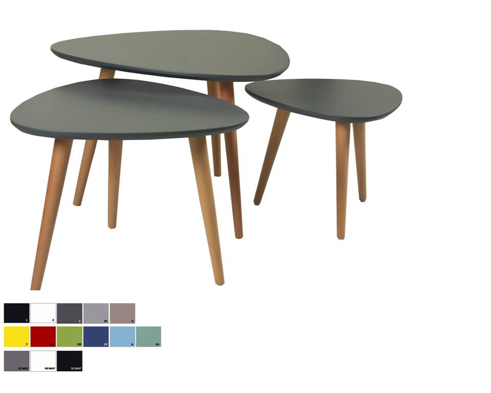 Usine22-Plateform3Table basse Scandinaves 3bd-6702  et  set 3 table gigogne laque