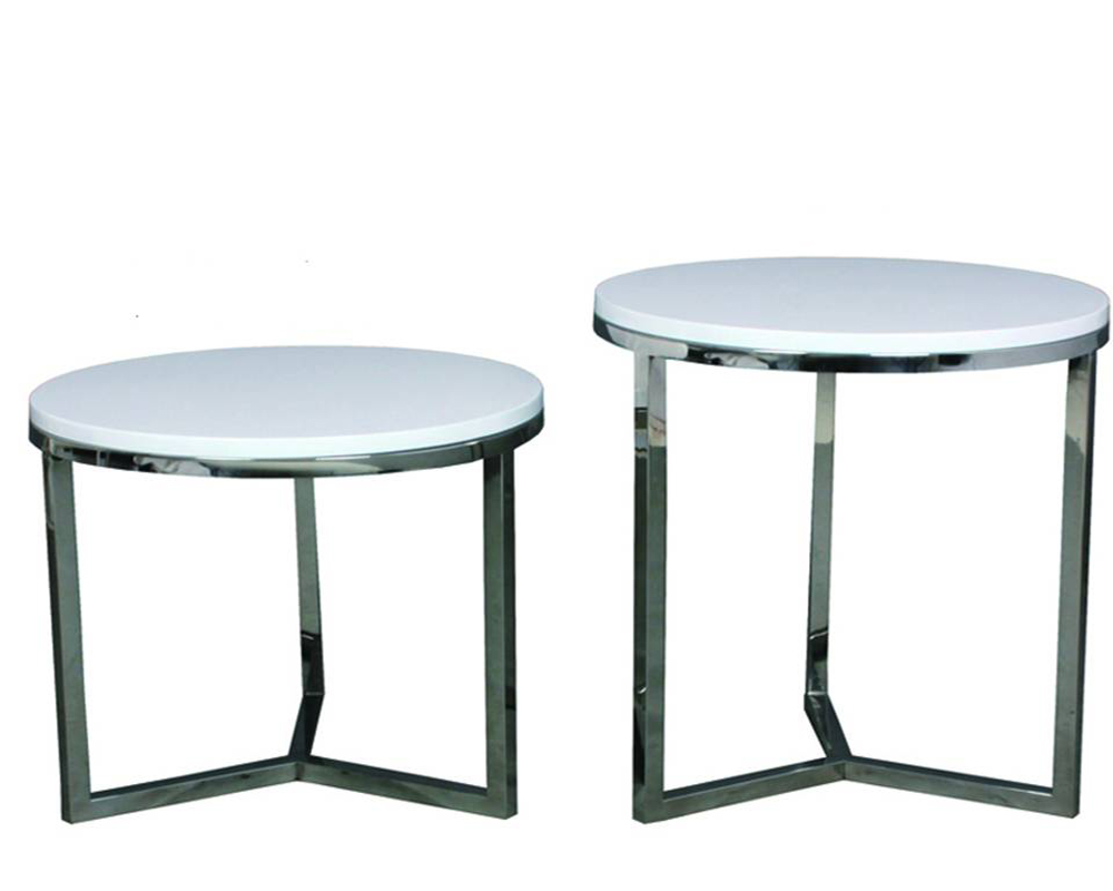  3bd-2423  et  set table gigogne h 42+52cm -laque blanc