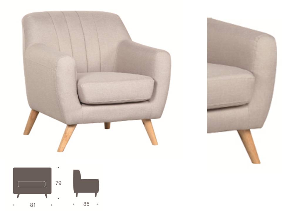 Fauteuil scandinave 1bd-5369 et faut et tissu