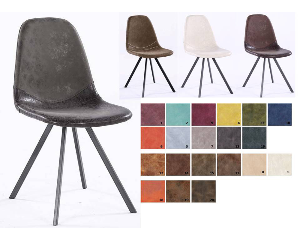 Usine18-Plateform3Chaises Scandinaves rembourrées bd6008  et  pu vintage pieds metal noirs brosses