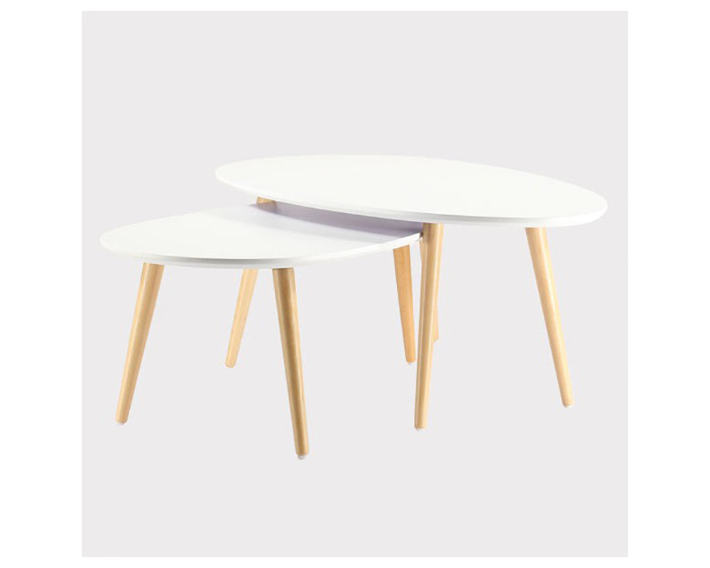 Usine22-Plateform3Table basse Scandinaves bd 6696 et  set tables gigogne laque blanc