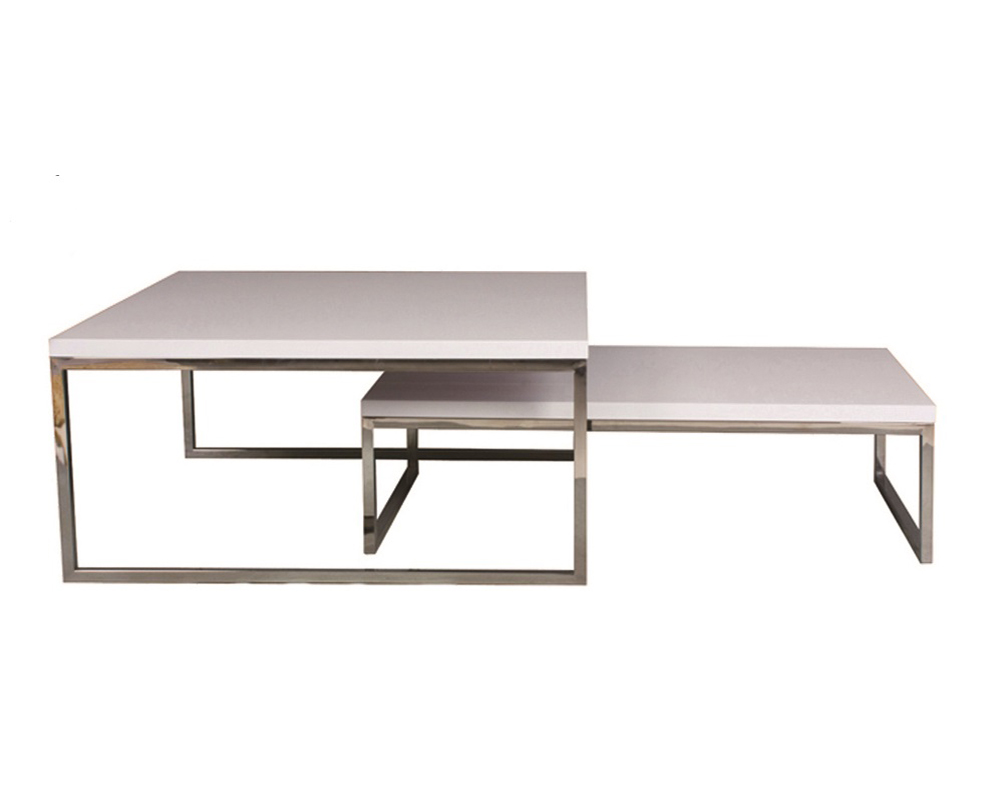 3bd-2426  et  set table basse 100x60+90x90-laque blanc