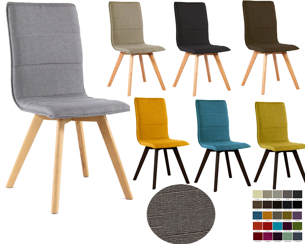 Usine17-Plateform2 Chaises Scandinaves rembourrées bd3362  et  tissu-pieds chene