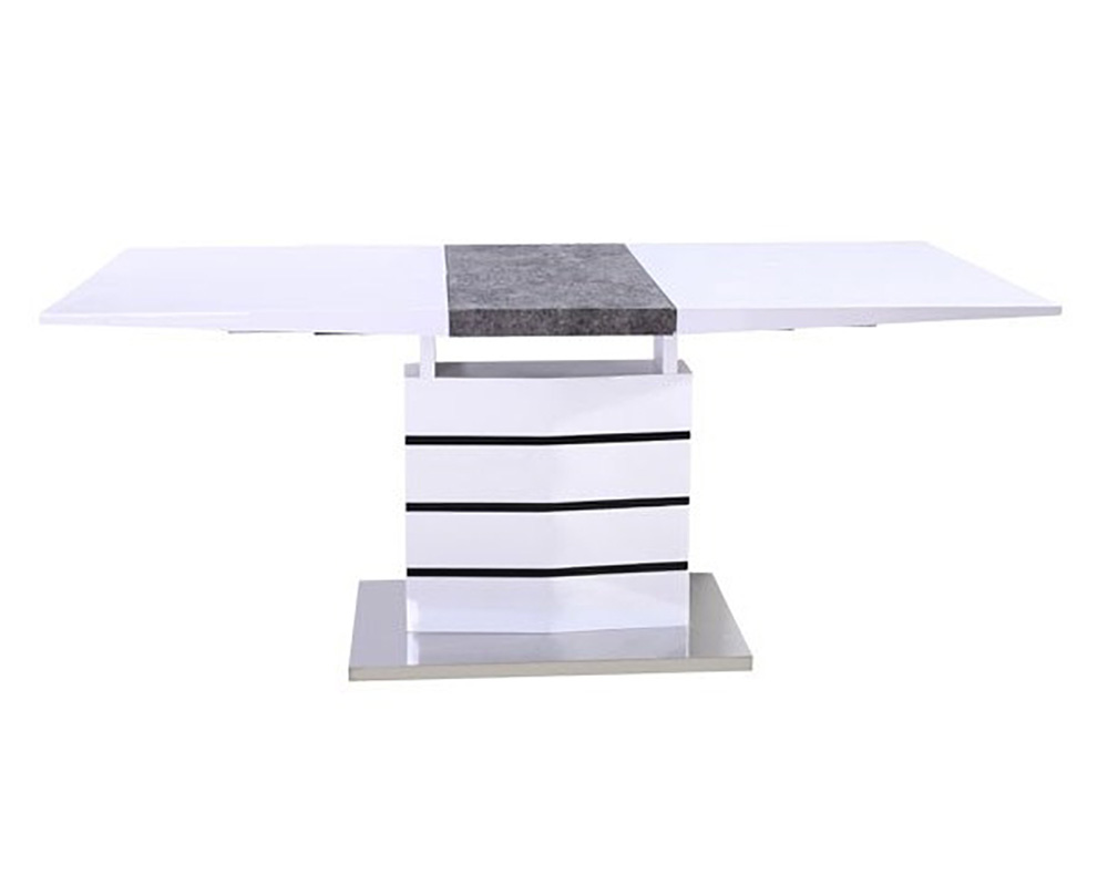 Usine21-Plateform3Tables design bd 6508  et  80x140 et 180 laque blanc-beton