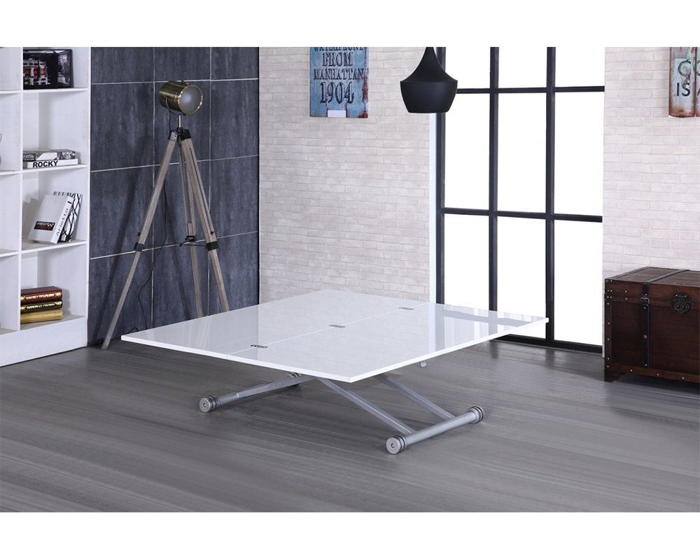 Usine13-Plateform3Table basse Design bd 555  et  laquee blanc-gris  60 et 120 x 60 cm