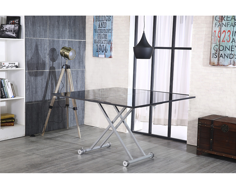 Usine13-Plateform3Table basse Design 3bd-555 et  laque noire-gris et  60 et 120x120